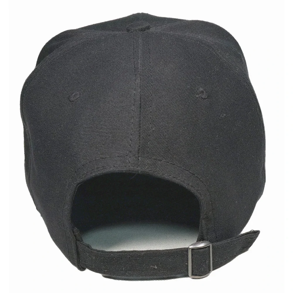 Machu Picchu Embroidered Black Strapback Hat Cap Meditating Llama Whimsical